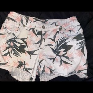White floral Jean Shorts
